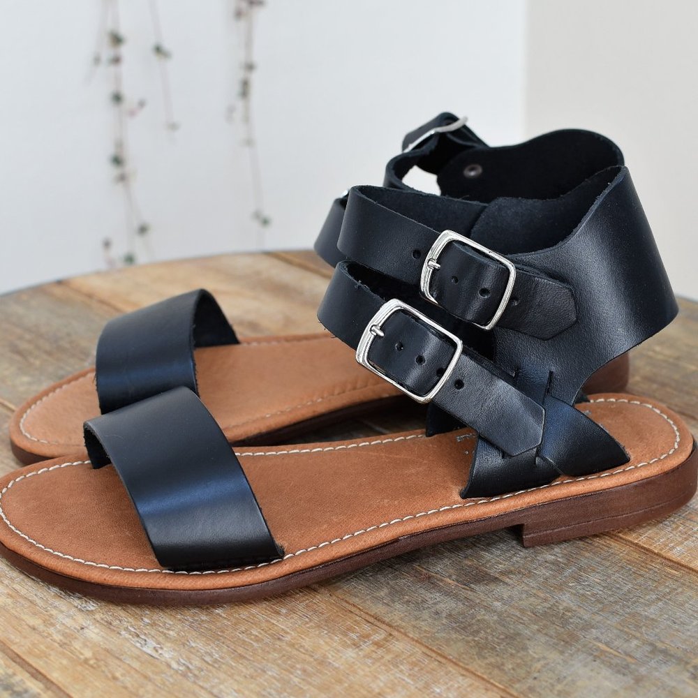 NEW! BOS. & CO Mid Top Black Sandal Shoes ITALIAN - Picture 5 of 8